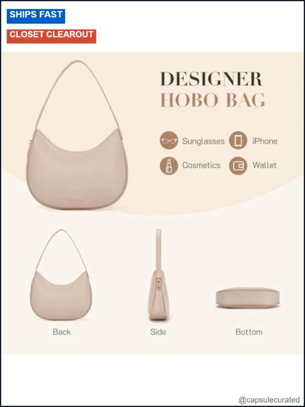 Faux Fur Hobo Bag with Zipper Pocket Shoulder Purse